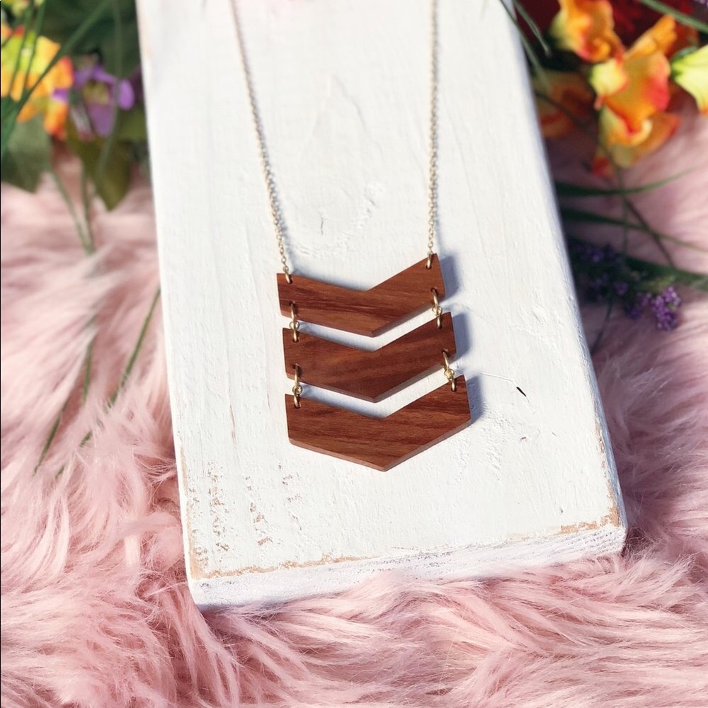 Chevron Necklace Wood